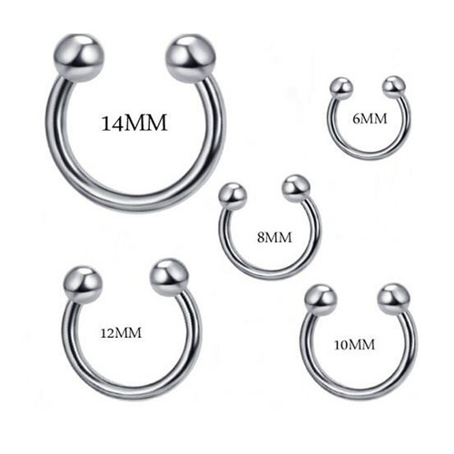 1 or 10pc Bulk 14g Horseshoe Ring Circular Barbell CBB Septum Helix Bar Earring - Picture 3 of 4