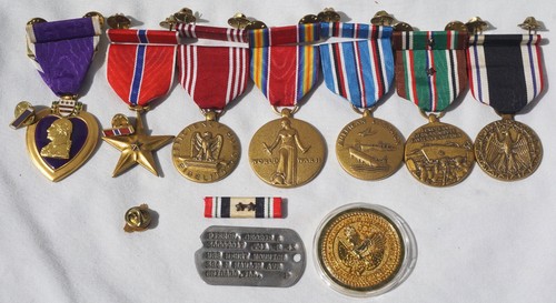 WW2 US MEDAL LOT PH Bronze Str. WWII Victory Defense RIBBON Patch Pin Campaign
