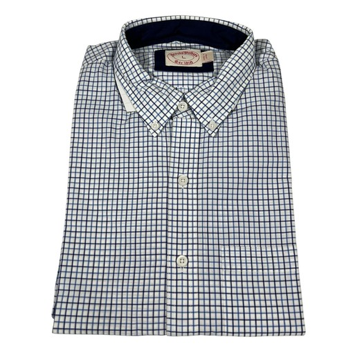 Brooks Brother Mens White Blue Check Long Sleeve Button Down Shirt Size Large - Picture 3 of 7