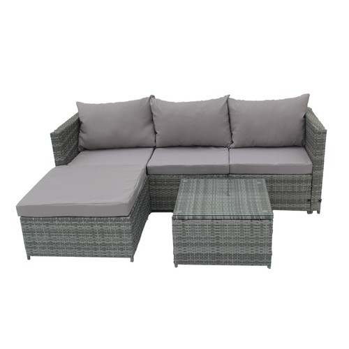 SFS066 Rattan Garden Furniture In/Outdoor Patio Backyard Corner Sofa