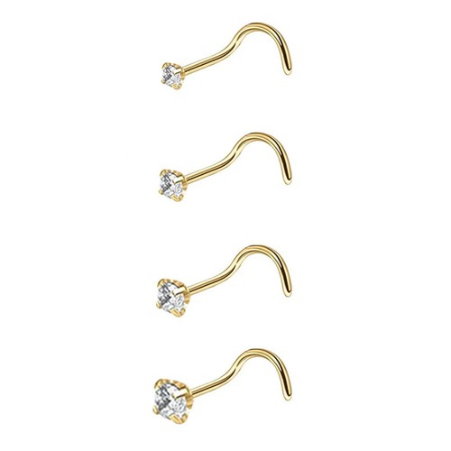 4-12pcs/lot Clear CZ Zirconia Screw Nose Stud Nostril Ring Body Piercing Jewelry - Picture 14 of 15