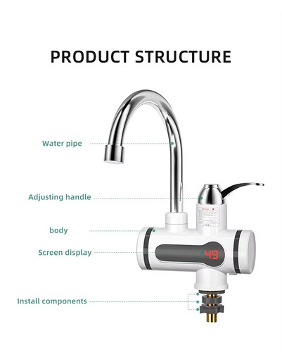 360° Kitchen Electric Heater Instant LED Faucet Toilet Hot Water Tap Fast Heat - Picture 7 of 12