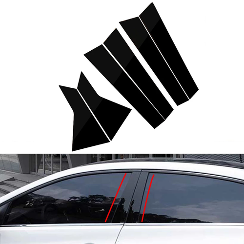 6 piezas cubierta de ajuste postes de pilar ventana negra BC para Honda Civic Hatchback 2016-2021 - Imagen 2 de 6