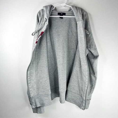 GAP Unisex Kids Light Grey Hoodie with GAP Logo Red Plaid Pattern within Size S - Picture 3 of 9