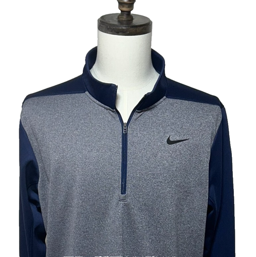 Nike Sweatshirt Herren XL grau blau 1/4 Zip Pullover Dri Fit Langarm Golf