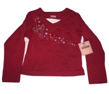 Girls Shirt Sears Size 4 Small Red Flower Bling Heart Cotton Toughskins New
