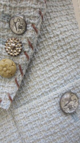 Moschino Blue Boucle' stitching Italian 2 Piece Skirt Suit Jacket USA 10 Skirt 8 - Picture 2 of 12