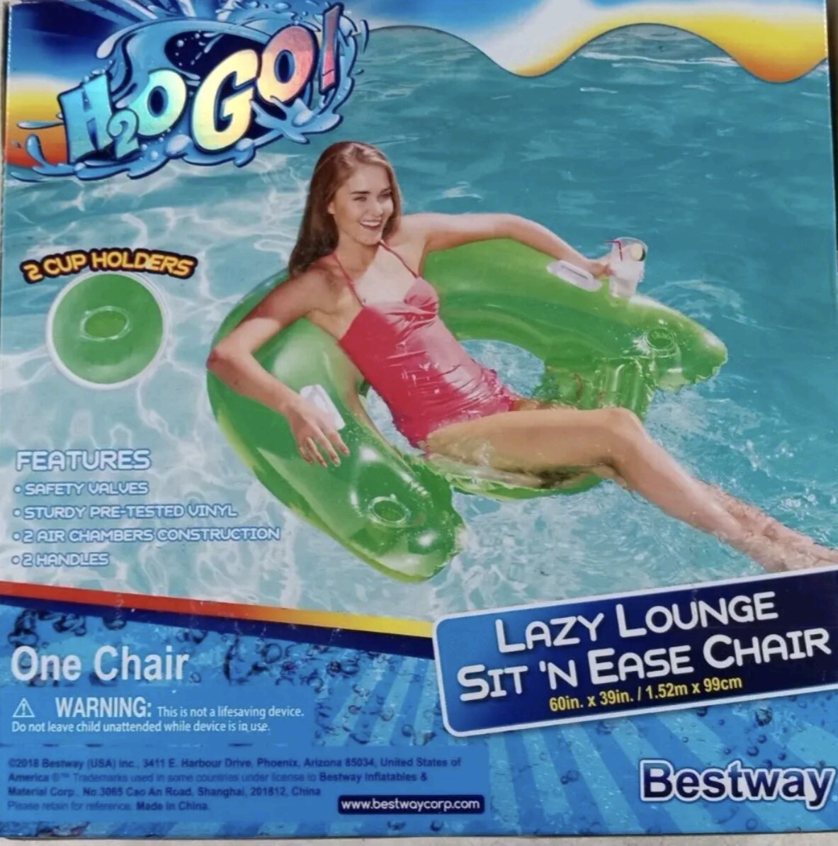 Lazy Lounge Sit N Ease Chair Float 60in x 39in Green New eBay