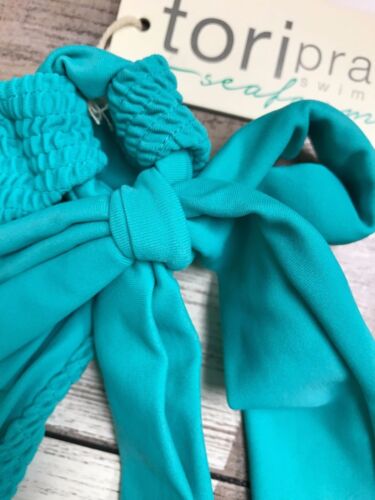 Women's Tori Praver Seafoam Scarf Tie Bikini Swim Bottom turquoise Size M Medium - Picture 6 of 9
