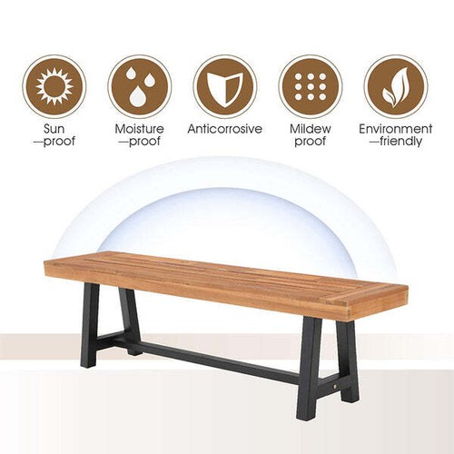 63" Outdoor Dining Chair Yard Patio Acacia Wood Bench Backless Garden Park Bench - Picture 8 of 15