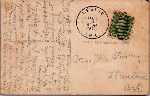 RPPC Arkansas AR Leslie Public School 1912 - Picture 2 of 2
