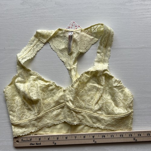 Free People Galloon Lace Bralette Womens Large Lemon Racerback New - Picture 8 of 13