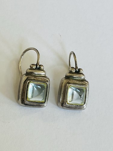 Pendientes de gancho colgantes vintage de plata de ley 925 prasiolita verde amatista - Imagen 16 de 21