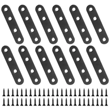 12 PCS 2.99 x 0.63 Stainless Straight Flat Brackets, Black Flat Metal Brace