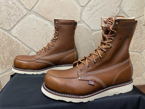 Mens 11.5 EE 8" Moc Steel Toe Wedge Work Boot Made In The USA Leather - Picture 6 of 7