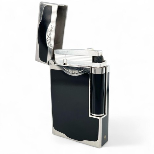 S.T. Encendedor doble quemador Dupont Ligne 2 Montparnasse negro plateado con caja probada - Imagen 5 de 9