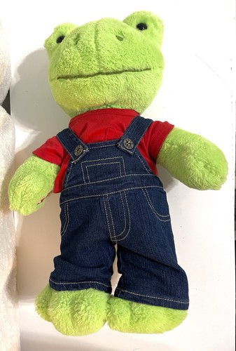 Build A Bear Spring Green Frog 16 Plush Stuffed Animal With Red Shirt & Overalls - Picture 1 of 5