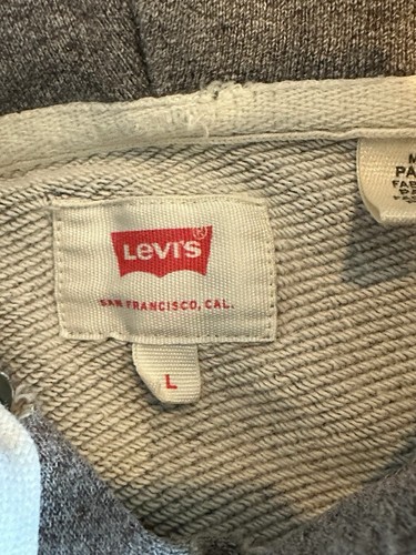 Levi's Hoodie Men's Large Logo Long Sleeve Hooded Sweatshirt Gray See Photos - Picture 8 of 16