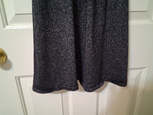 LIZ CLAIBORNE SZ LT V-Neck Black Metallic Midi Dress Short Sleeve - Picture 4 of 7