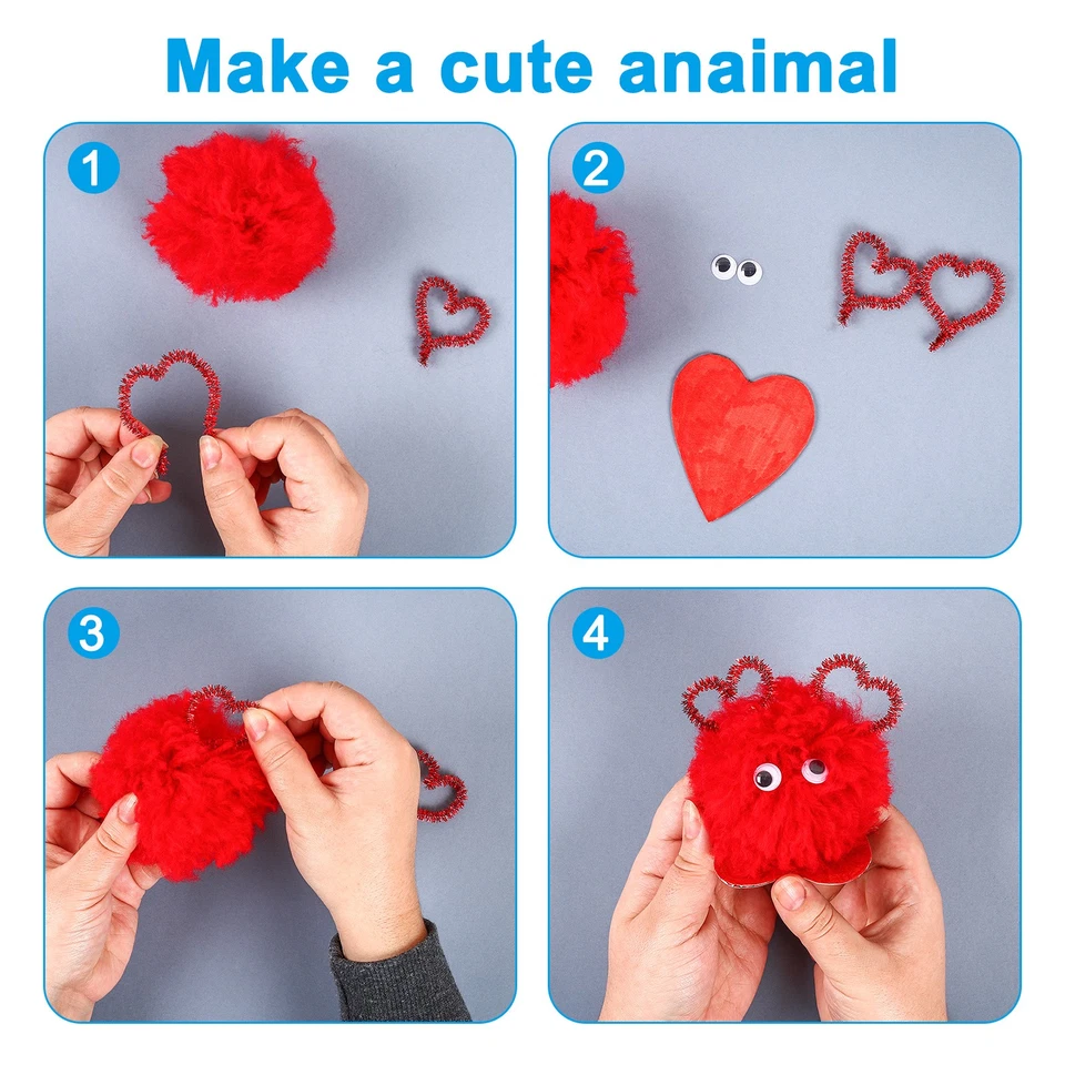 30cm Pfeifenreiniger Chenille-Stiel, 200 Stück Glitzernde Flauschige Sticks, Rot - Bild 4 von 4