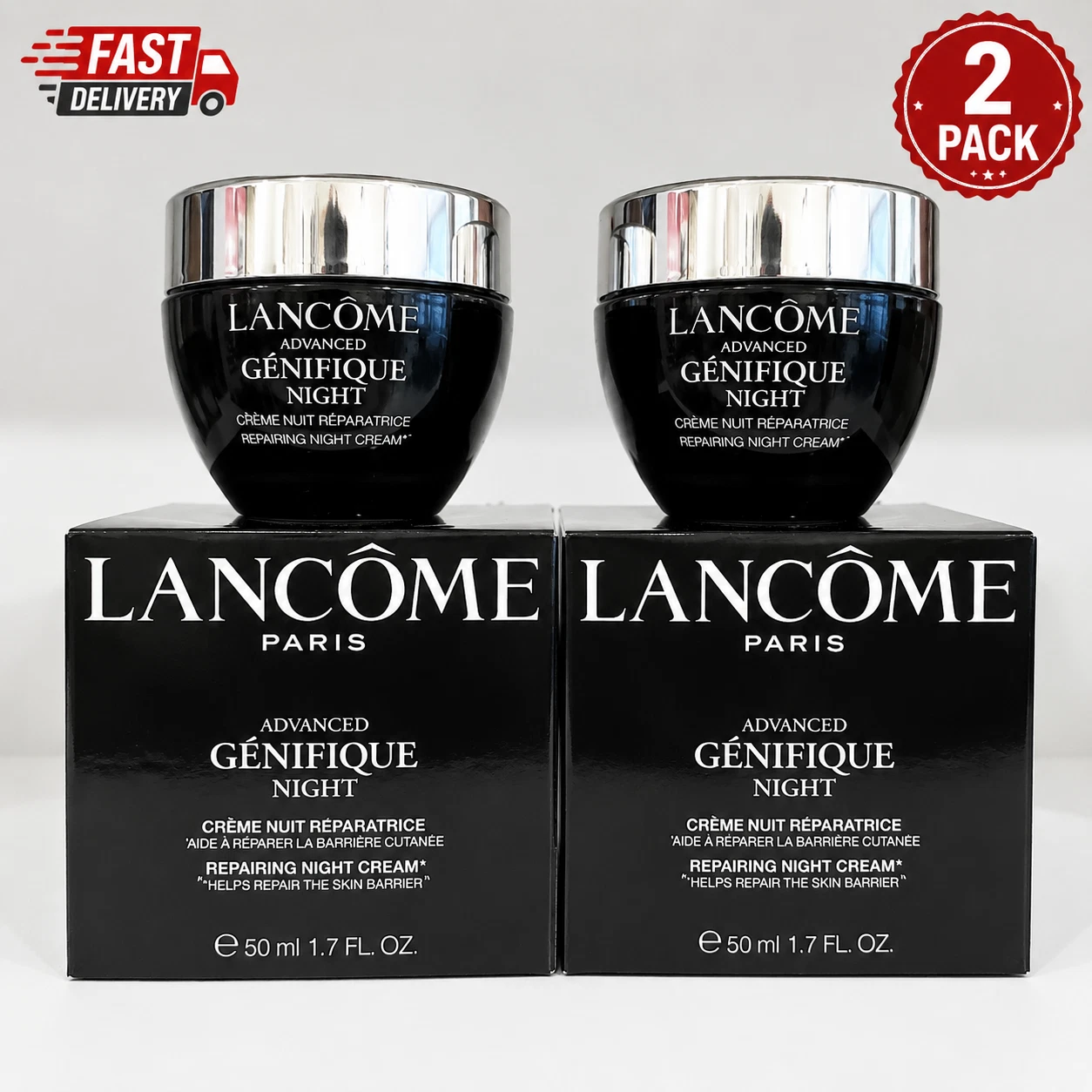Lancome Advanced Genifique Repairing Night Cream - 1.7 oz 50mL Fresh (2 Pack)