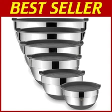 6-Piece Nesting Storage Bowls for Mixing & Serving, Grey