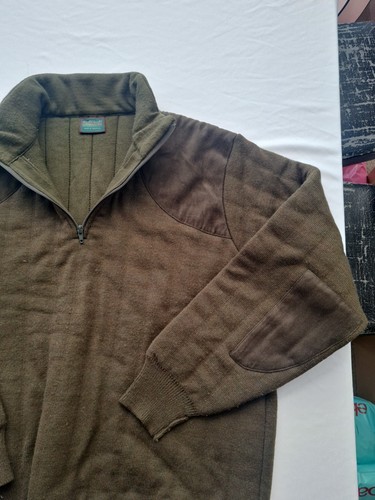Schwerer Herren Stepp Pullover Steppstrick Größe XL Langarm Reißverschluss Ausschnitt Grün 30945 - Bild 4 von 14