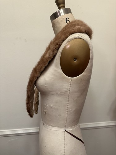 Vintage Blonde Mink Fur Stole Shawl Collar 1950s Silk Lined 42” Long Light Brown - Picture 5 of 8