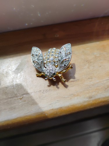 Vintage 1990s Bug Bee Brooch Crystals in Gold Tone - Bild 7 von 12