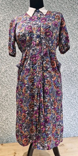 VINTAGE 1930s PRINT DRESS 1940s ANTIQUE