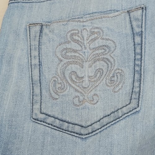 Pantaloncini corti ricamati taglia 9 blu chiaro denim taglio cotone industriale - Foto 11 di 17