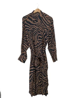 MASSIMO DUTTI Robe à manches longues Dames Robe T EU 42 brun-noir élégant - Photo 1/4