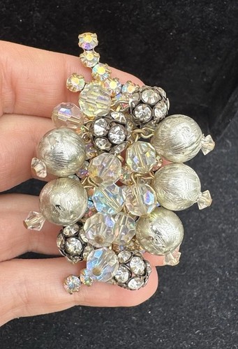 VINTAGE JULIANA D&E AB PERLE BAUMELN CLUSTER ANSTECKNADEL BROSCHE 3"