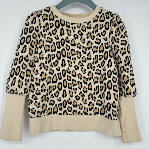 Janie & Jack Girl's Leopard Print Puff Sleeves Sweatshirt Size 4