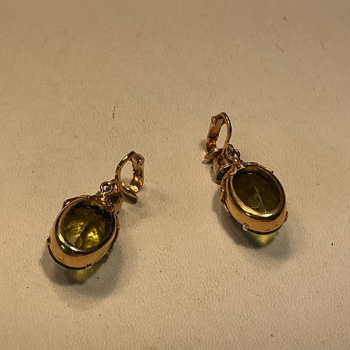 Saraha Coventry Ohrringe Oliv Glas Strass Gold Filigran Clip On Set 66C - Bild 4 von 4
