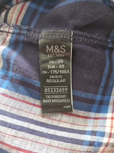 M&S Checked Dress Size 20 Long Sleeves Pockets Part Button Front Cotton - Picture 10 of 11