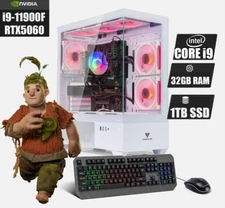 ARGB Gaming PC Desktop Computer i9 32GB RAM 1TB SSD RTX5060 Windows 11 WiFi6