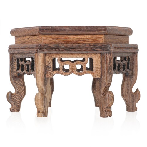 Hexagonal Table Base Wood Display Stool Risers for Decor Vase Stand