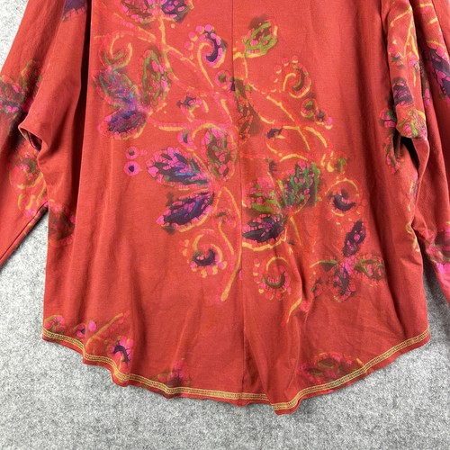 Top Invierno Sol Pintado a Mano Mujer M Floral Gran Tamaño Relajado Boho Bolsillo LS - Imagen 7 de 11
