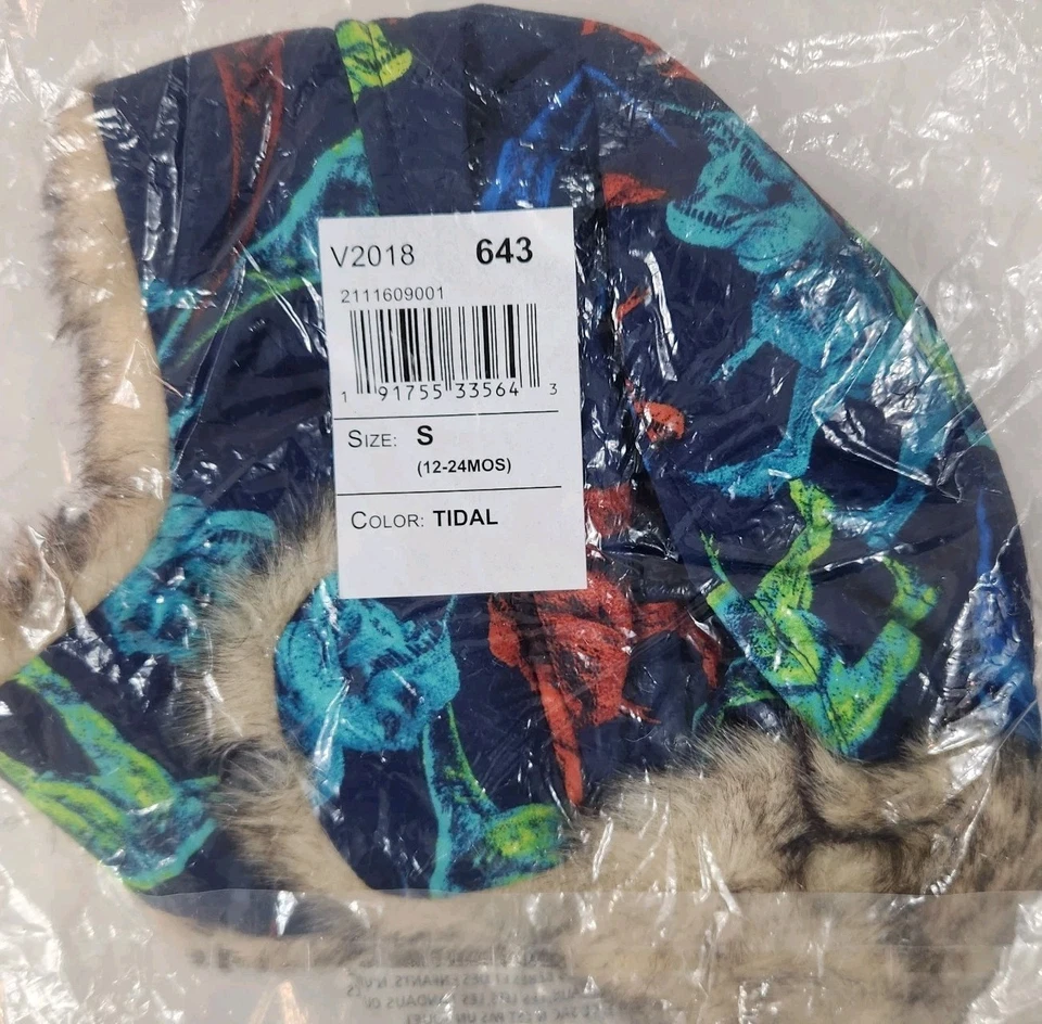 NUEVO CON ETIQUETAS Sombrero Trampero Lugar para Niños Talla Pequeña 12-24 Meses Invierno Piel Sintética Dino 2T Foto 2 de 3