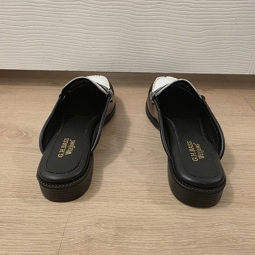 Weejuns schwarz weiß Leder Wynn Pantolette Slipper adrette klassische Halbschuhe Größe 6,5 - Bild 7 von 10