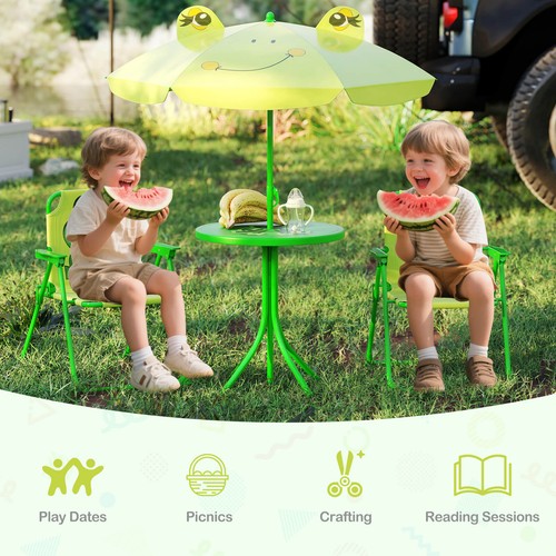 Kids Picnic Table & Chair Set w/ 2 Folding Chairs & Height Adjustable Umbrella - Picture 7 of 7
