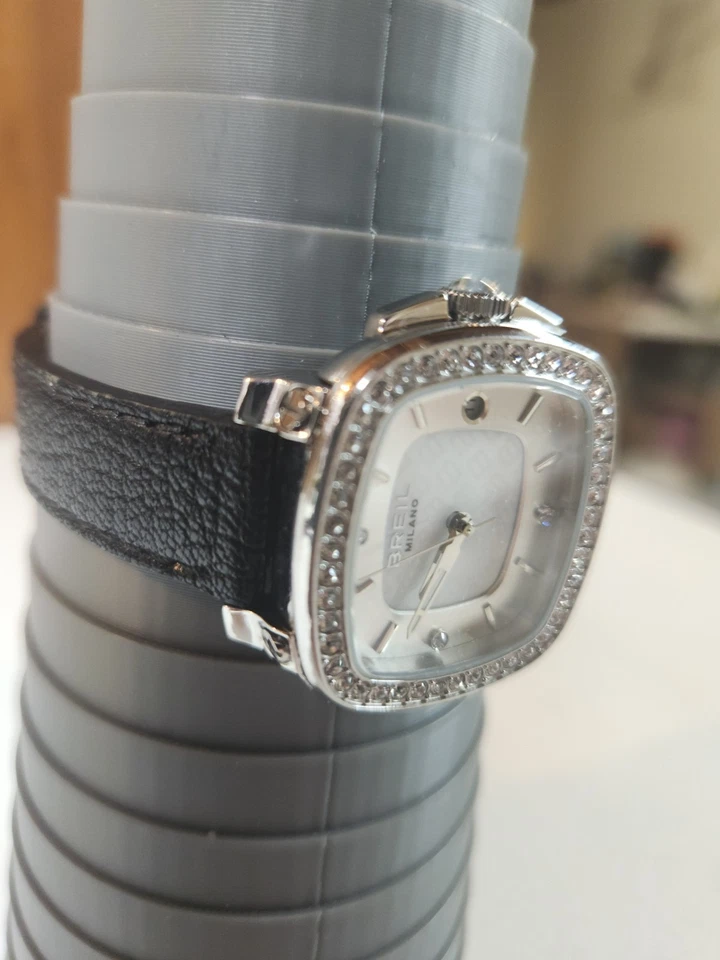 Breil Milano TW1319 Relógio de Quartzo Feminino Moldura de Cristal Pulseira de Couro Preto NOVO B - Imagem 2 de 4
