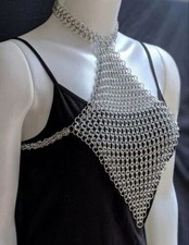 New women fantasy Cosplay Costume Chain mail Top Aluminum Chain mail Bra Top