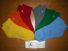 Mens/Womens/Teens NWT AIR JORDAN Ankle Socks 6prs Multi Blue Red Cushion Sz:M-L
