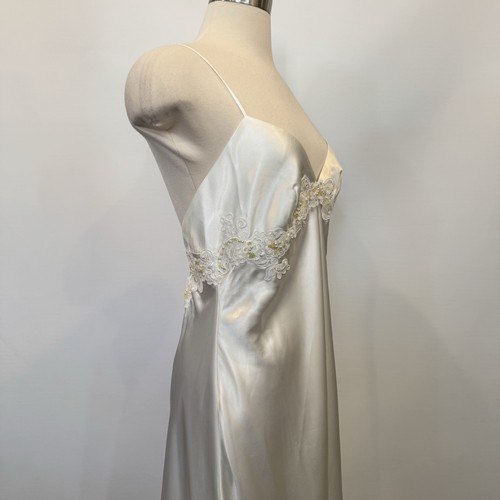1999 Victoria’s Secret Silky Satin Sequin White Vintage Maxi Gown Slip Dress L - Picture 7 of 9