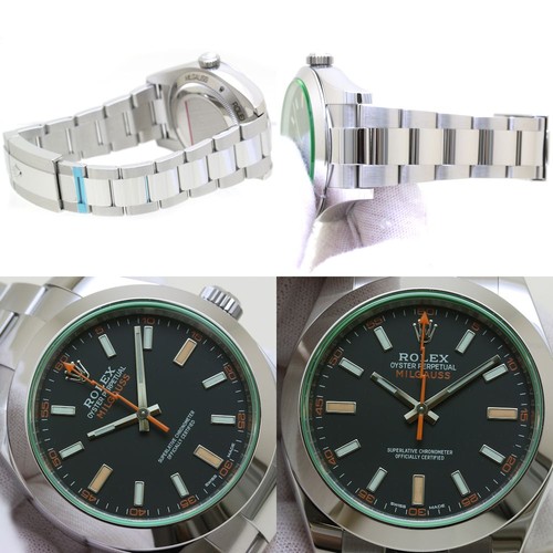ROLEX Milgauss 116400GV 40mm Black Green Crystal Random Men's Watch /39641 - Picture 6 of 9