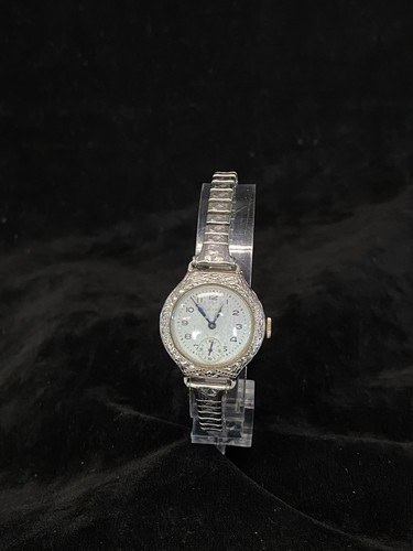 Elgin Art Deco Ladies Watch Grade Hinged Case 14K White Gold Filled Repair JB11 - Picture 4 of 18