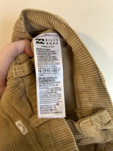 Billabong X Wrangler Pants Womens 25 Corduroy Wide Leg Brown Jeans High Rise - Picture 6 of 6