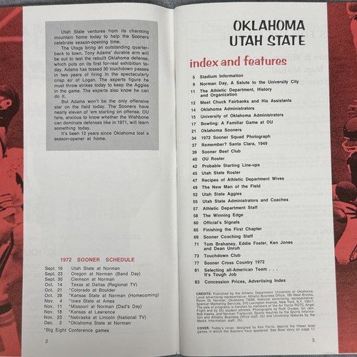Oklahoma Sooners Utah State Aggies Football Program 1972 Selmon Brothers - Imagen 7 de 7
